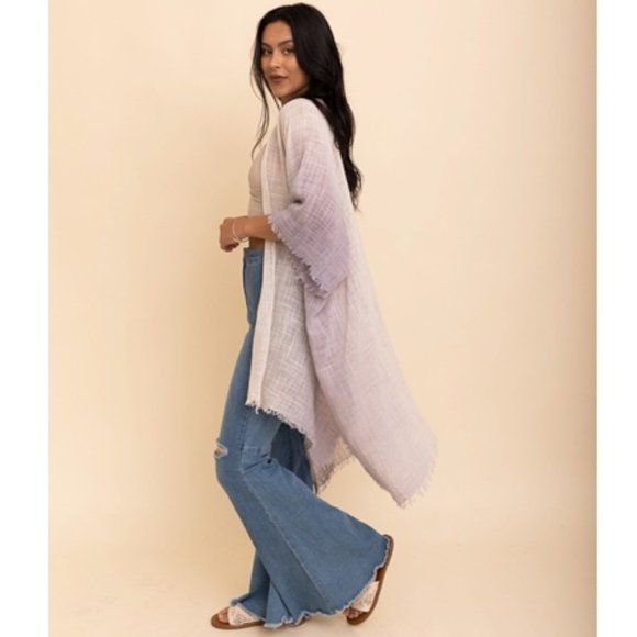 Mystic Hues Cotton Bohemian Stone Gradient Ombre Open Kimono Wrap One Size - Picture 2 of 2